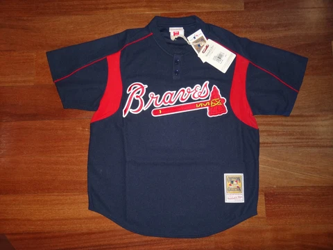 Chipper Jones 2003 Mitchell & Ness Men's Braves MLB Pullover BP Jersey $130 Cover