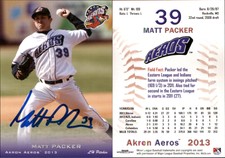 Matt Packer Signed 2013 Grandstand Akron Aeros #NNO Card Auto AU
