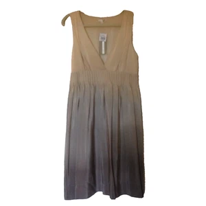 Matty M NWT NEW 100% Silk Gray Cream Ombre Sleeveless DRESS V Neck High Waist M - Picture 1 of 18