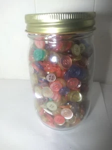 Jar Full Of Pastel Colored Buttons For Crafting Sewing Easter - Picture 1 of 5