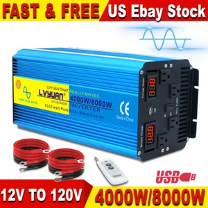 4000W 8000W Power Inverter Pure Sine Wave 12V dc to 110V 120V ac LED Caravan - Picture 1 of 7