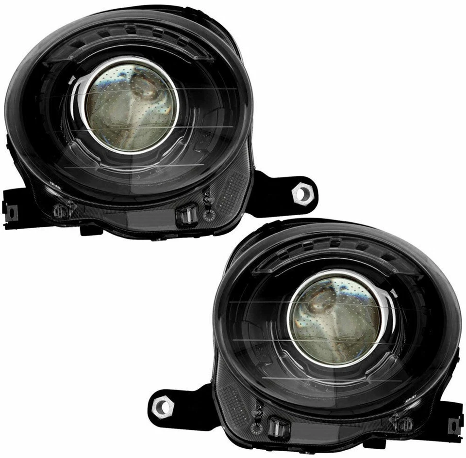 FIAT 500 2012-2016 FAROS NEGROS FAROS DELANTEROS CON JUEGO DE PARES DE BOMBILLAS Foto 1 de 4