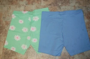 Girls 2 LOT KNIT STRETCH SHORTS Bike Play GREEN DAISY Periwinkle Blue XL 14-16 - Picture 1 of 1