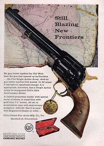 1961 Colt Single Action Army Pistol Anniversary Original Color Print Ad