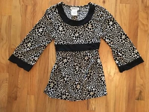 LOTS OF LOVE - BLACK & WHITE STRETCH  - GIRL'S MEDIUM Blouse Top - Picture 1 of 7