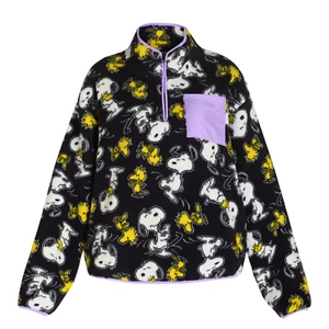 Peanuts Snoopy Sherpa Sweatshirt Jacket Winter Pullover Quarter-Zip Ladies Large - Picture 1 of 14