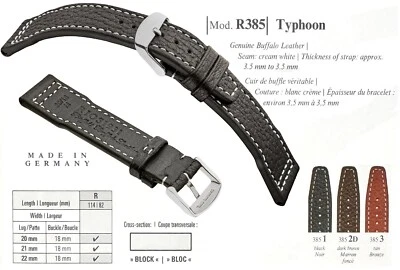Genuine Leather | "Typhoon" | Model R385 Watch Band RIOS1931 Made In Germany - Image 1 of 4