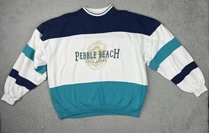 Vintage Pebble Beach Sweatshirt Herren Large Golf Links Crewneck Colorblock 90s - Bild 1 von 12
