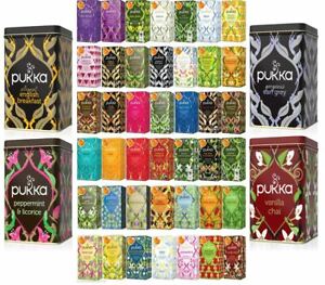 Pukka Herbal Organic Tea Sachets - 40+ Flavours - Buy 8 Boxes & Get Free Tin