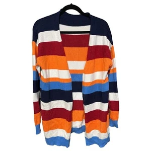 Cárdigan informal para mujer HZSONNE talla mediana bloque de color boho arco iris rayas - Imagen 1 de 6
