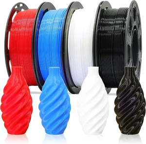 1.75mm Normal PLA 4 Most Basic Colors Bundle Pack: Black Red White Blue - Zdjęcie 1 z 7