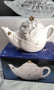 Angelic Splendor Angel Tea Pot White with Golden stars Hand decorated - Picture 1 of 11
