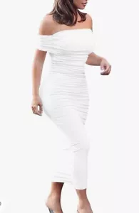 Midi Bodycon Kleid Ärmel Rüschenkleid kurz Cocktail Partykleid, Small D2 - Bild 1 von 7