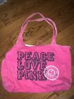 Victoria’s Secret Peace Love Pink Tote Beach Bag Pre Owned Used 24x22❤️tw11j