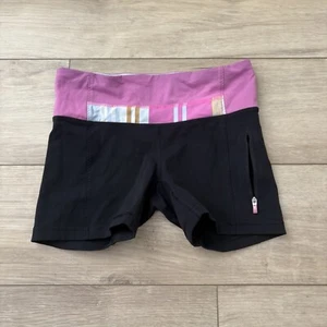 Lululemon Groove shorts Womens 4 Black pink waist pockets zip pocket drawcord - Picture 1 of 5