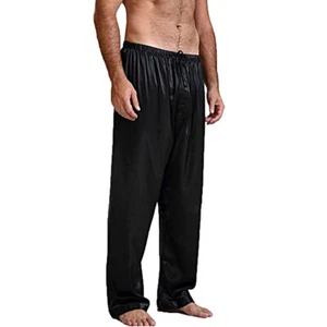 Hot Men's Silk Satin Pajamas Nightwear Lounge Pants Casual Loose Pants Sleepwear - Picture 1 of 21