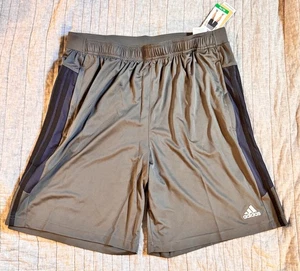 Adidas Active 3 Stripe Drawstring Shorts Zipper Pockets(GREY/NAVY/BLK,XL)NWT - Picture 1 of 3