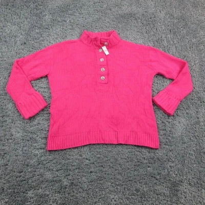 Talbots Sweater Womens Large Mock Neck Button Pullover Wool Blend Ribbed NWT - Image 1 of 4