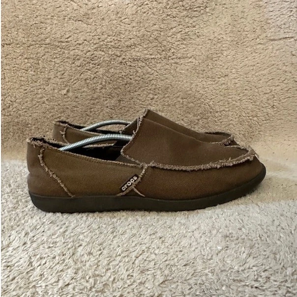 Zapatos Mocasines Crocs Santa Cruz Marrón Lona Sin Cordones Para Hombre Talla 14 Informales Cómodos Foto 1 de 4