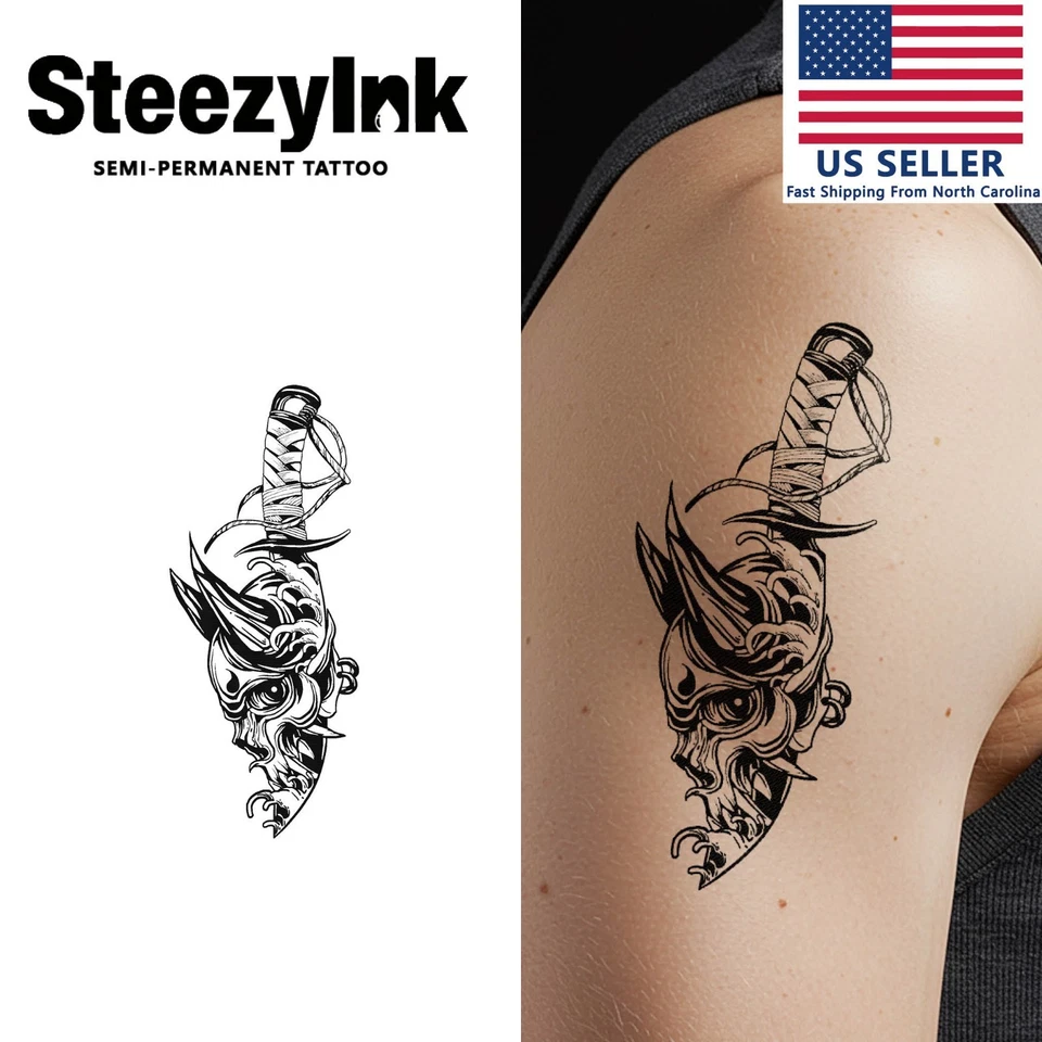 Tatuaje temporal SteezyInk Blade of Chaos dura hasta 2 semanas 3 x 6 pulgadas Foto 1 de 4