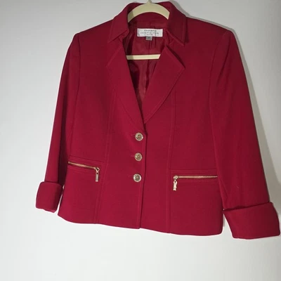 Женский блейзер Tahari Arthur S Levine пуговицы и молнии из красного золота 4P РОЖДЕСТВО - Изображение 1 из 4