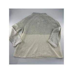 Chicos Sweater Womens Size 2 Cream Silver Pullover Long Sleeve Cottage Dressy - Picture 1 of 9