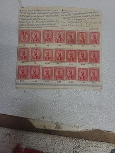 28 1942 U.S. War Savings Stamps Scott #WS7 Mint Glued On vVntage Stampbook - Picture 1 of 4