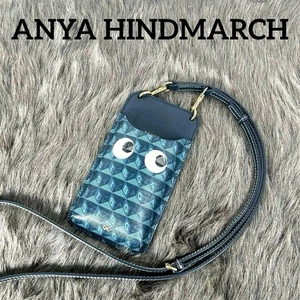 Anya Hindmarch Eyes Smartphone Schultertasche Leder blau aus Japan authentisch - Bild 1 von 6