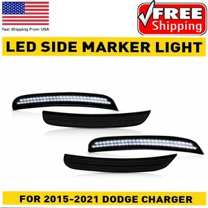 For 2015-2022 Dodge Charger Smoked Lens Front Rear LED Side Marker Lights 4PCS - Picture 1 of 18