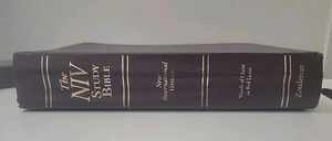 The NIV Study Bible 10th Anniversary 1995 Zondervan Leather Burgundy Red-Letter - Imagen 1 de 12