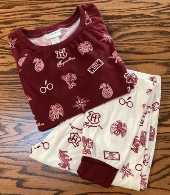 Wizarding World Harry Potter  Pajama Set Rich Red White Micro Fleece Medium 8-10 - Image 1 of 4
