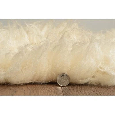 Linon Flokati 5A Shag Wool 72" x 108" Rug in Natural - Image 1 of 4