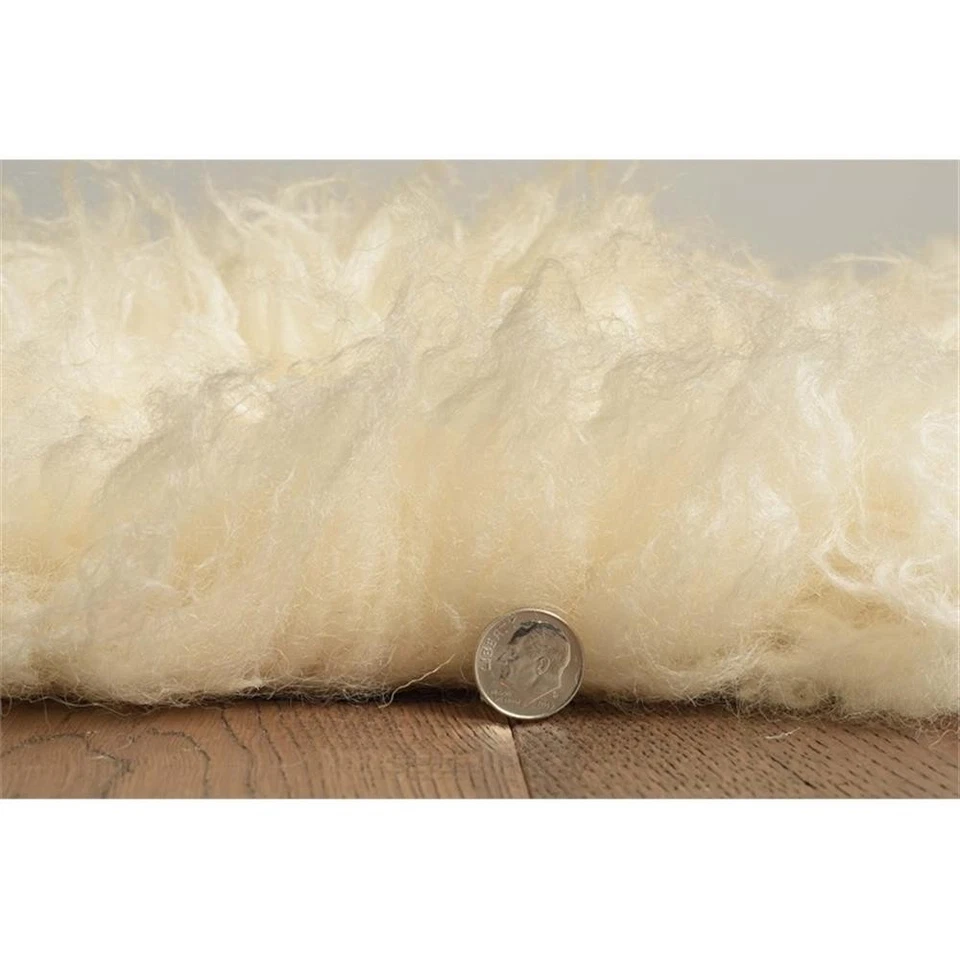 Linon Flokati 5A Shag Wool 72" x 108" Rug in Natural - Image 1 of 4