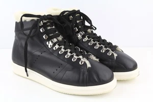 GOLDEN GOOSE Para hombres Tenis UK9 Cuero Negro Oveja Tobillo Invierno Logo Estilo - Imagen 1 de 11