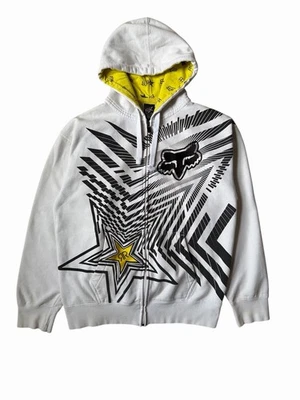 复古 Y2K Fox Racing x Rockstar 能量饮料拉链连帽运动衫 XL 码 — 第 1/4 张图片