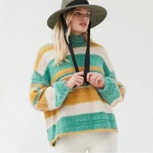 Urban Outfitters Kimchi Blue Fuzzy Sweater Size S Multicolor Slouchy Mock Neck - Picture 1 of 11