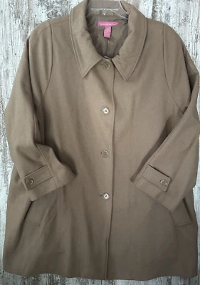 WOMEN WITHIN Women's Plus Size 28W Tan Wool Blend Classic A-Line Coat - Image 1 of 4