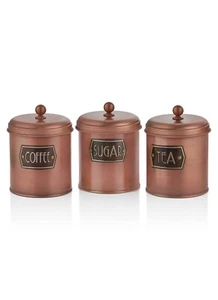 Rozi Kupfer Kaffee, Tee und Zucker Kanister Set - 17 cm (H) - Bild 1 von 3