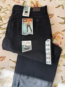 NWT Lee Women's Relaxed Fit Straight Leg Stretch Jeans Black 16M - Picture 1 of 4