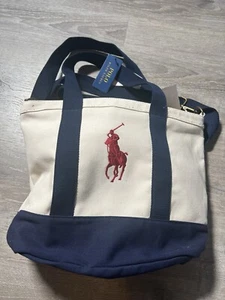 NWT Polo Ralph Lauren Big Pony Tote Canvas Cotton Bag - Picture 1 of 10