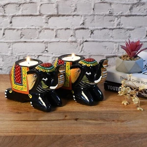 Rajasthani Decorative Elephant Tealight Resin Antique Romantic Candle Holder - Picture 1 of 4
