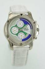 Dalas Blue White Green Stainless Silver White Gray Leather Quartz Battery Watch