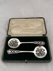Sterling Silver Serving Spoons Pair 1908 London Art Nouveau Antique Silver