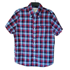 Plaid Abercrombie & Fitch Mens Plaid shirt Large Red/Blue/ White Front Pocket  - Picture 1 of 7