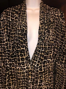 Ann May Womens Silk Animal Print  Long Sleeve Low Cut Blouse Shirt Top Sz XS - Picture 1 of 12