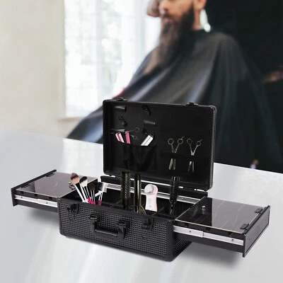 Valigetta da viaggio professionale barbiere portatile similpelle nera tagliabordi - Immagine 1 di 4