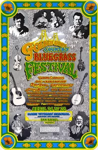 1974 GOLDEN STATE BLUEGRASS Festival Poster MAC WISEMAN RALPH STANLEY  - Picture 1 of 1