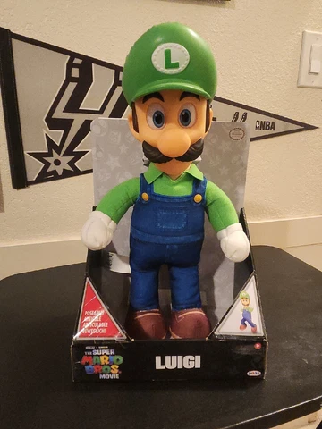 *LUIGI* 15" Poseable Plush Fully Articulated Figure Super Mario Bros Movie 2023 Cover