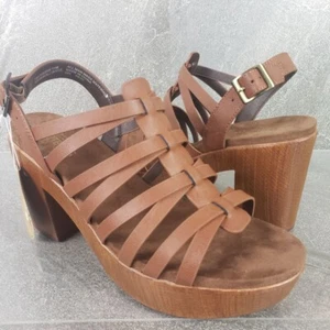 White Mountain Footbeds Sandals 11 M Brown Strappy Platform Block Heel Allianc - Picture 1 of 11