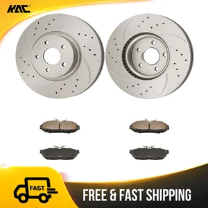 For Ford Mustang GT Base Rear Drilled Slotted Disc Rotor Ceramic Brake Pads - Foto 1 di 14